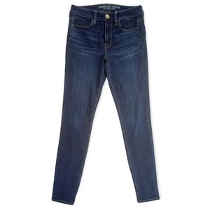 American Eagle Women's Hi-Rise Jeggings Dark Wash Blue Cotton Viscose Blue Sz 4